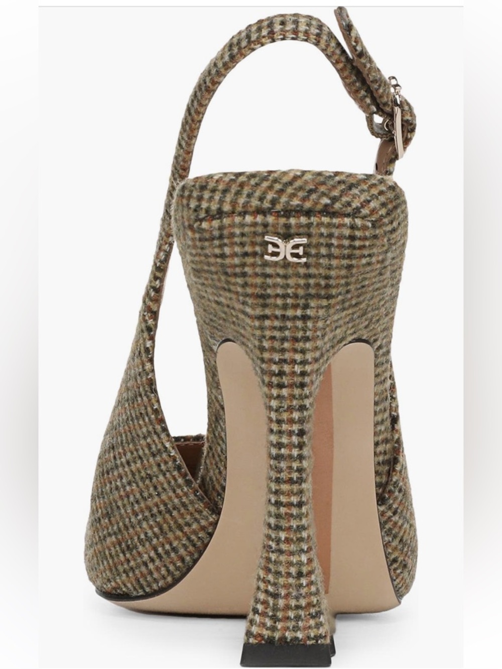 🍒2/$90🍒Sam Edelman NWT Odette Olive Houndstooth Slingback Pointed-Toe Pumps - Picture 7 of 10